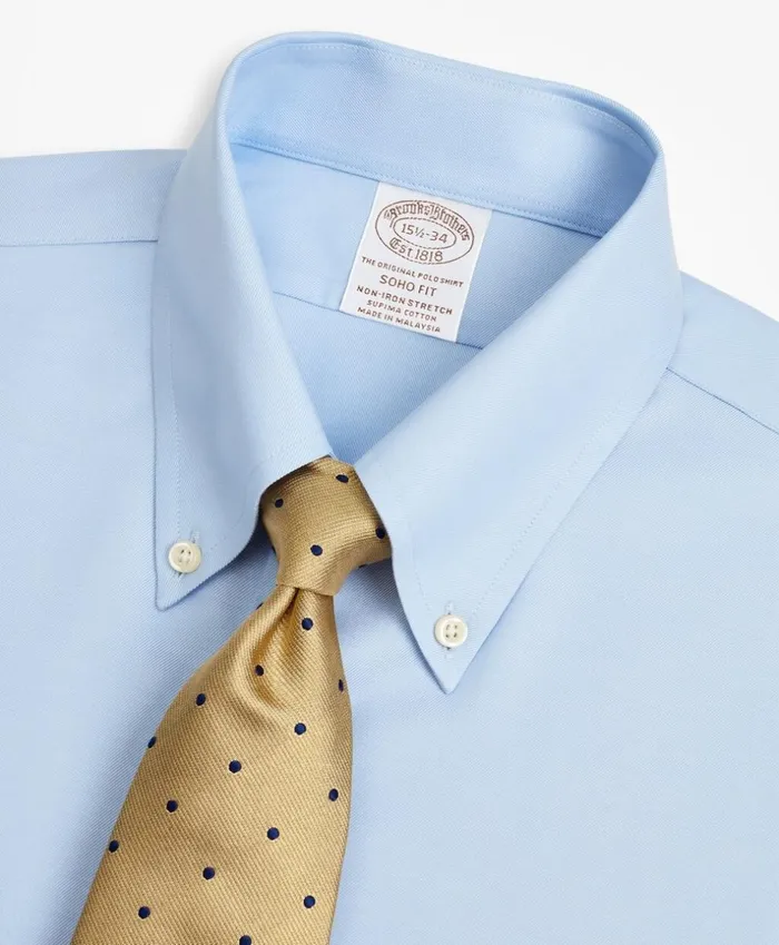 Brooks Brothers Dress Shirts Stretch Soho ExtraSlimFit Dress Shirt NonIron Twill ButtonDown Collar Light Blue 8211 Men Brooks Brothers Dress Shirts Stretch Soho ExtraSlimFit Dress Shirt NonIron Twill ButtonDown Collar Light Blue 8211 Men