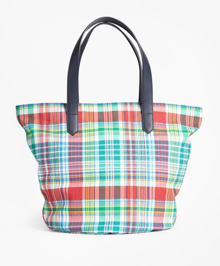 Brooks Brothers Handbags and Wallets MadrasPrint Canvas Tote Bag Multi 8211 Women Brooks Brothers Handbags and Wallets MadrasPrint Canvas Tote Bag Multi 8211 Women