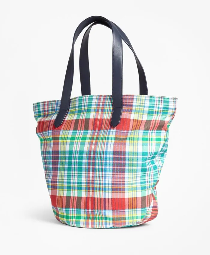 Brooks Brothers Handbags and Wallets MadrasPrint Canvas Tote Bag Multi 8211 Women Brooks Brothers Handbags and Wallets MadrasPrint Canvas Tote Bag Multi 8211 Women