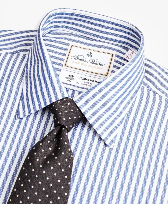 Brooks Brothers Luxury Shirts Luxury Collection Madison ClassicFit Dress Shirt Franklin Spread Collar Bengal Stripe Blue 8211 Men