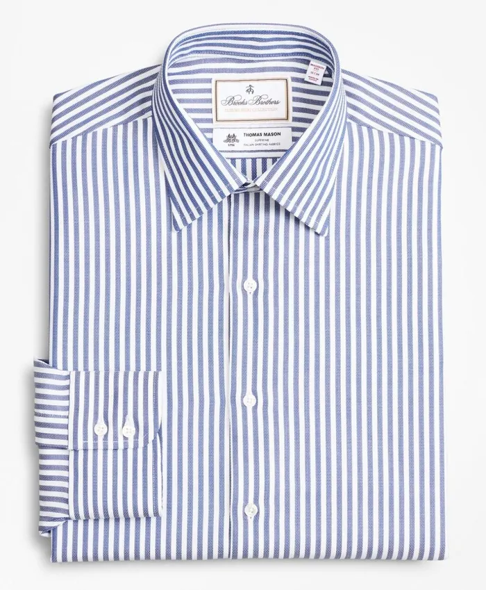 Brooks Brothers Luxury Shirts Luxury Collection Madison ClassicFit Dress Shirt Franklin Spread Collar Bengal Stripe Blue 8211 Men