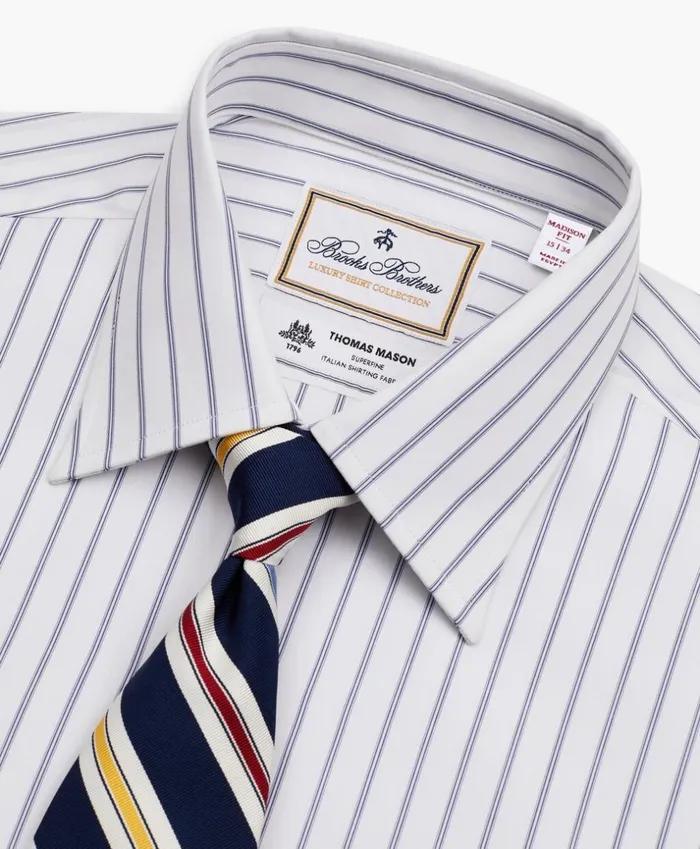 Brooks Brothers Luxury Shirts Luxury Collection Madison ClassicFit Dress Shirt Franklin Spread Collar MicroOutline Stripe White 8211 Men Brooks Brothers Luxury Shirts Luxury Collection Madison ClassicFit Dress Shirt Franklin Spread Collar MicroOutline Stripe White 8211 Men