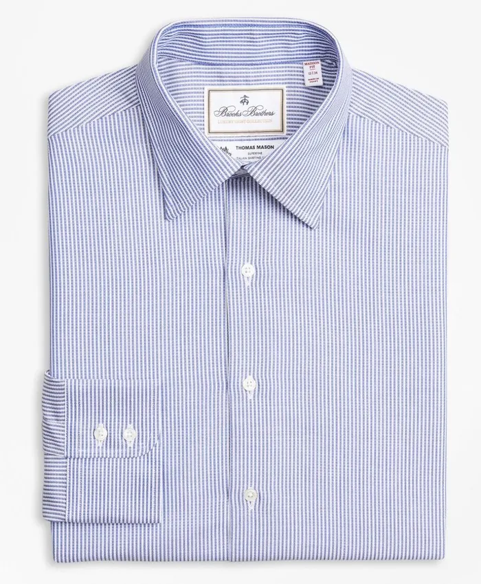 Brooks Brothers Luxury Shirts Luxury Collection Madison ClassicFit Dress Shirt Franklin Spread Collar Track Stripe Blue 8211 Men
