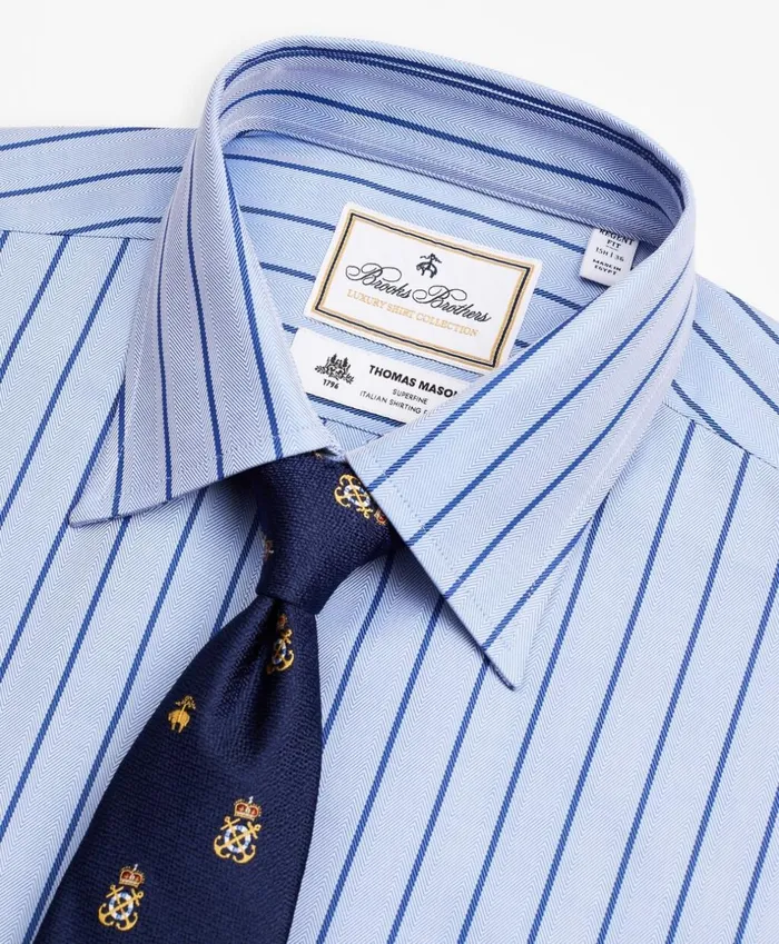 Brooks Brothers Luxury Shirts Luxury Collection Regent Fitted Dress Shirt Franklin Spread Collar Herringbone Stripe Blue 8211 Men Brooks Brothers Luxury Shirts Luxury Collection Regent Fitted Dress Shirt Franklin Spread Collar Herringbone Stripe Blue 8211 Men