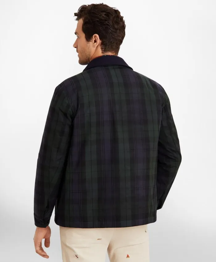 Brooks Brothers Outerwear Black Watch Tartan Waxed Cotton Barn Coat Navygreen 8211 Men Brooks Brothers Outerwear Black Watch Tartan Waxed Cotton Barn Coat Navygreen 8211 Men