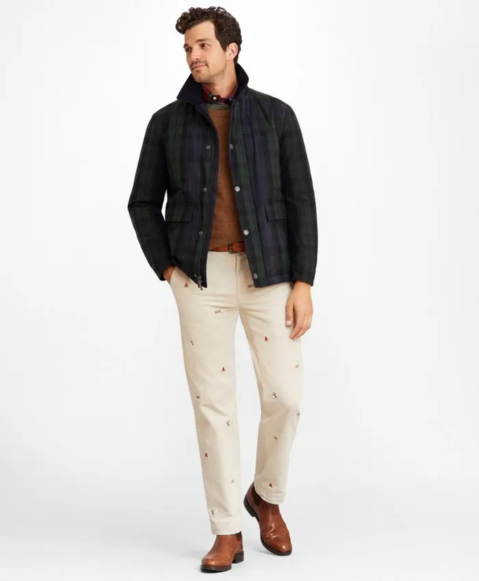 Brooks Brothers Outerwear Black Watch Tartan Waxed Cotton Barn Coat Navygreen 8211 Men Brooks Brothers Outerwear Black Watch Tartan Waxed Cotton Barn Coat Navygreen 8211 Men