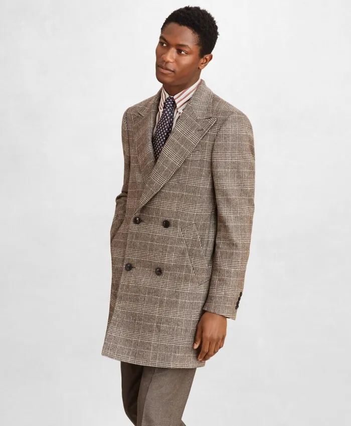 Brooks Brothers Outerwear Golden Fleece DoubleBreasted Plaid Topcoat Brown 8211 Men