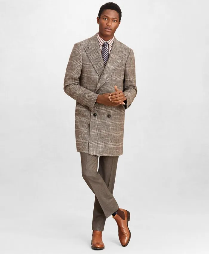 Brooks Brothers Outerwear Golden Fleece DoubleBreasted Plaid Topcoat Brown 8211 Men Brooks Brothers Outerwear Golden Fleece DoubleBreasted Plaid Topcoat Brown 8211 Men