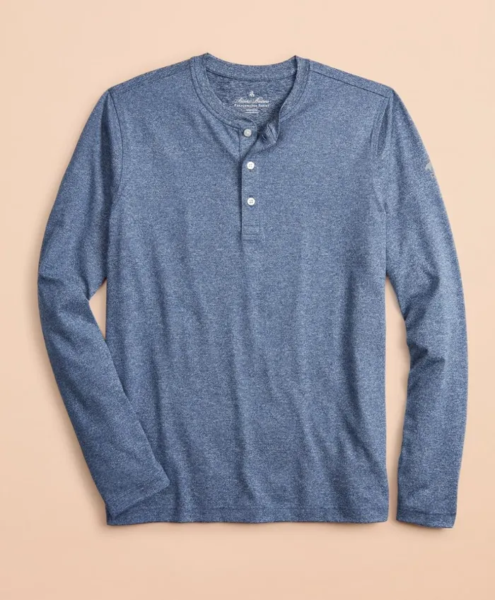 Brooks Brothers Polos and TShirts Performance Series LongSleeve Henley Blue 8211 Men Brooks Brothers Polos and TShirts Performance Series LongSleeve Henley Blue 8211 Men