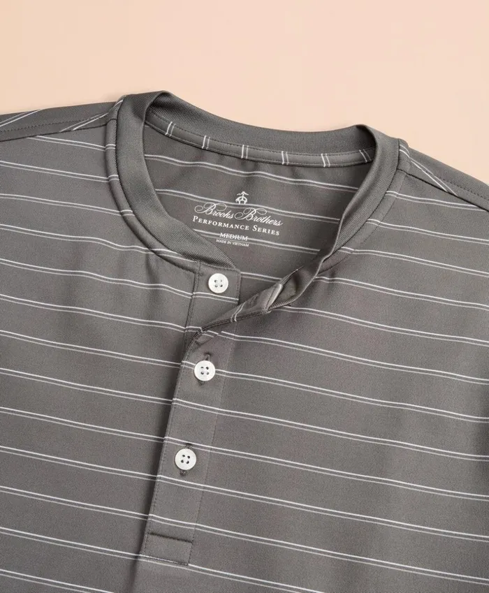 Brooks Brothers Polos and TShirts Performance Series Striped LongSleeve Henley Grey 8211 Men Brooks Brothers Polos and TShirts Performance Series Striped LongSleeve Henley Grey 8211 Men