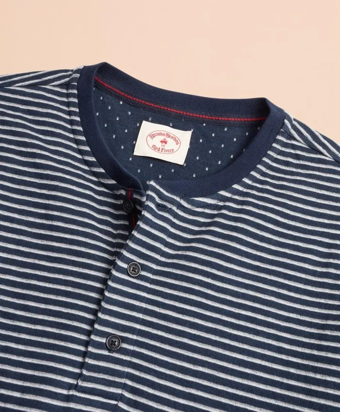 Brooks Brothers Polos and TShirts Striped DoubleKnit LongSleeve Henley Navy 8211 Men Brooks Brothers Polos and TShirts Striped DoubleKnit LongSleeve Henley Navy 8211 Men