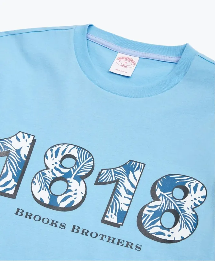 Brooks Brothers Polos and TShirts TropicalPrint 1818 Cotton Jersey TShirt Light Blue 8211 Men Brooks Brothers Polos and TShirts TropicalPrint 1818 Cotton Jersey TShirt Light Blue 8211 Men