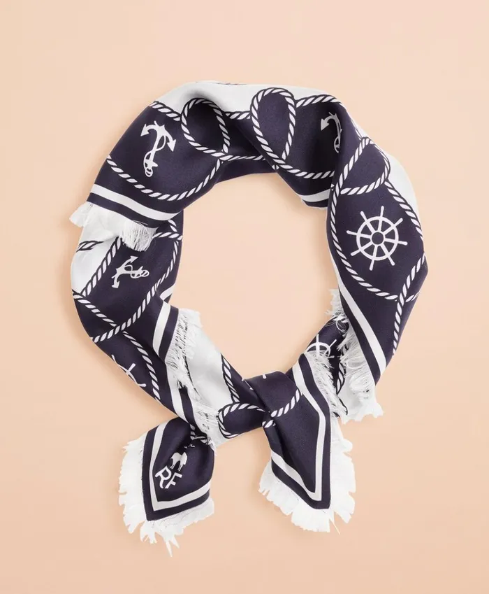 Brooks Brothers Scarves Hats and Gloves NauticalPrint Silk Square Scarf Navywhite 8211 Women Brooks Brothers Scarves Hats and Gloves NauticalPrint Silk Square Scarf Navywhite 8211 Women