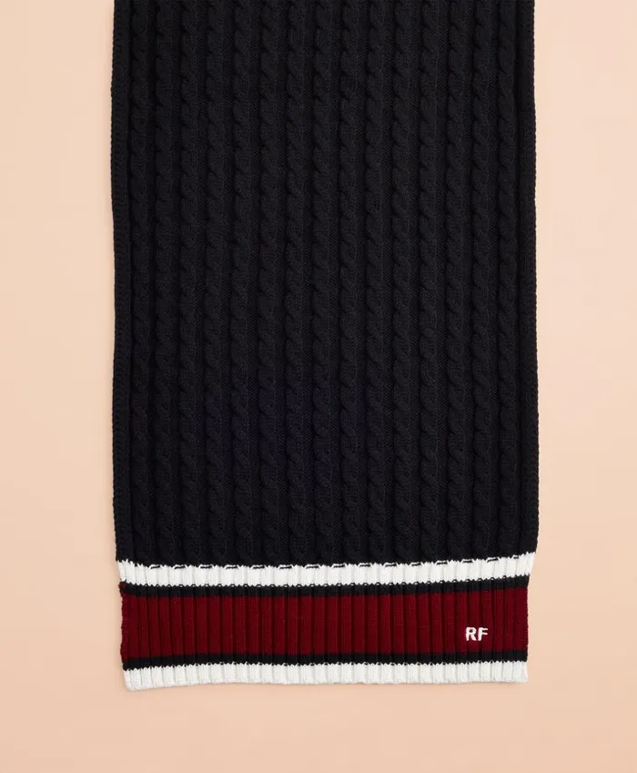 Brooks Brothers Scarves Hats and Gloves Striped CableKnit WoolCotton Scarf Black 8211 Women Brooks Brothers Scarves Hats and Gloves Striped CableKnit WoolCotton Scarf Black 8211 Women