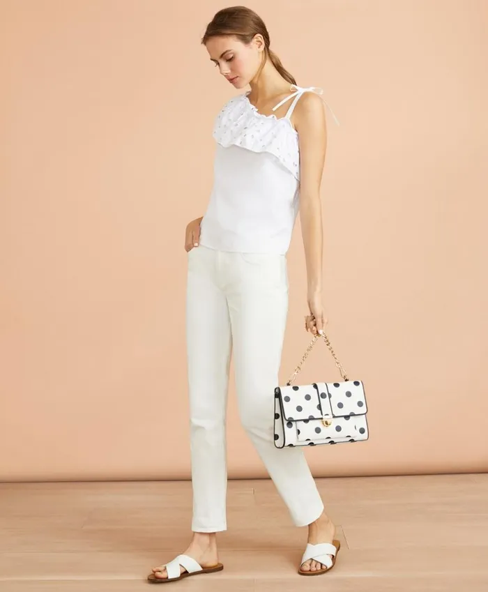 Brooks Brothers Shirts and Tops Eyelet RuffleTrim OneShoulder Top White 8211 Women Brooks Brothers Shirts and Tops Eyelet RuffleTrim OneShoulder Top White 8211 Women