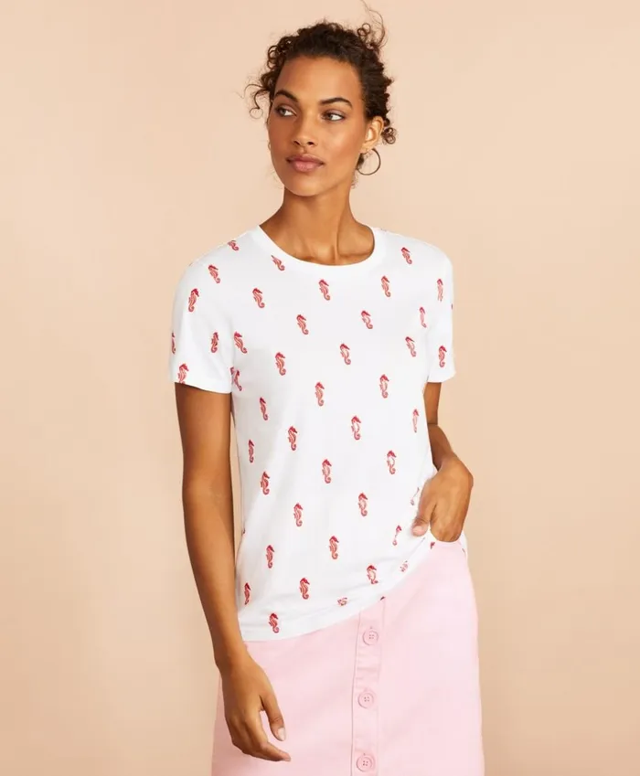 Brooks Brothers Shirts and Tops Sequined SeahorsePrint Cotton TShirt White 8211 Women Brooks Brothers Shirts and Tops Sequined SeahorsePrint Cotton TShirt White 8211 Women