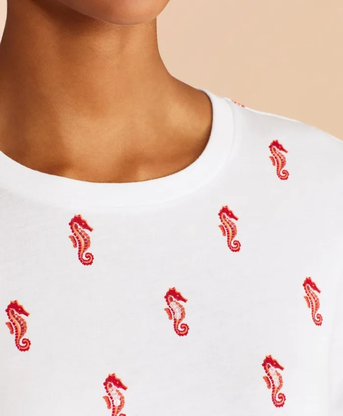 Brooks Brothers Shirts and Tops Sequined SeahorsePrint Cotton TShirt White 8211 Women Brooks Brothers Shirts and Tops Sequined SeahorsePrint Cotton TShirt White 8211 Women
