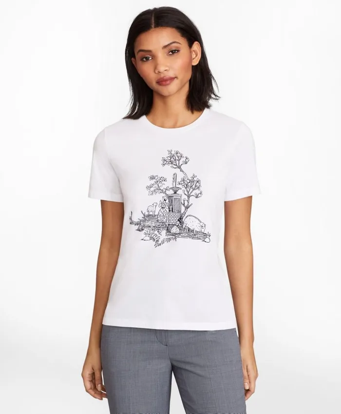 Brooks Brothers Shirts and Tops Toile Graphic TShirt White 8211 Women Brooks Brothers Shirts and Tops Toile Graphic TShirt White 8211 Women