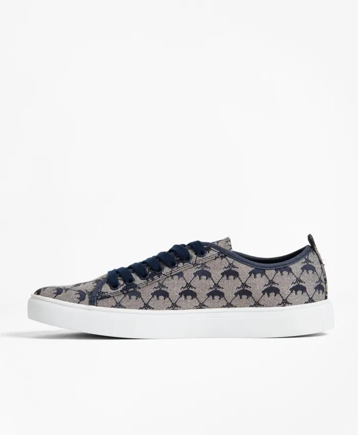 Brooks Brothers Shoes and Belts LeatherTrimmed Logo Jacquard Sneakers Navykhaki 8211 Women Brooks Brothers Shoes and Belts LeatherTrimmed Logo Jacquard Sneakers Navykhaki 8211 Women