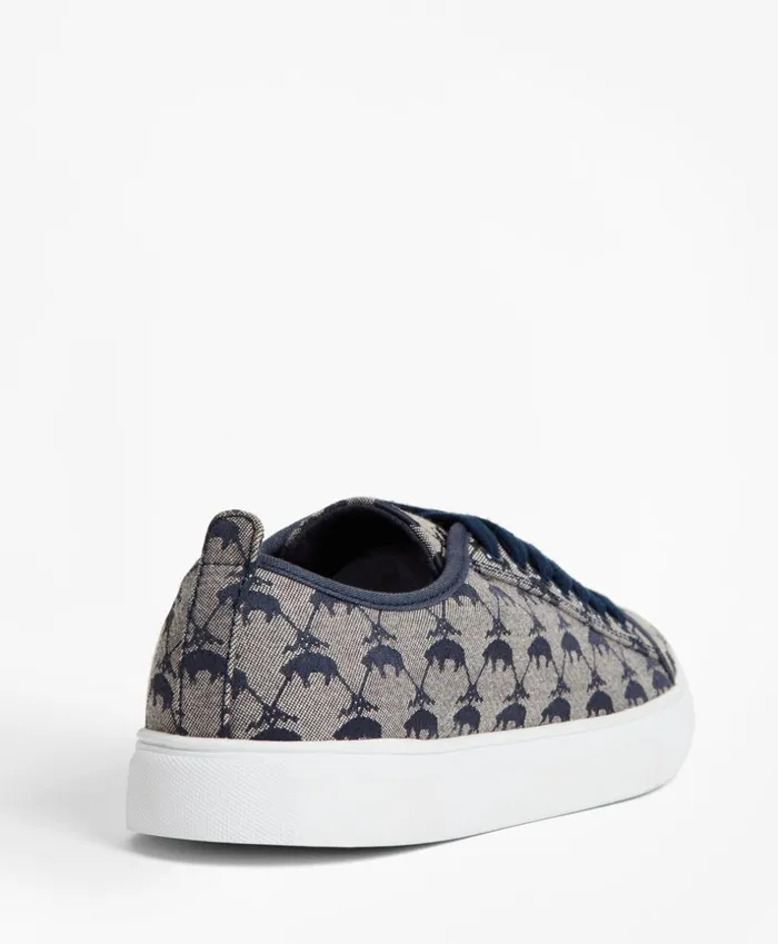 Brooks Brothers Shoes and Belts LeatherTrimmed Logo Jacquard Sneakers Navykhaki 8211 Women Brooks Brothers Shoes and Belts LeatherTrimmed Logo Jacquard Sneakers Navykhaki 8211 Women