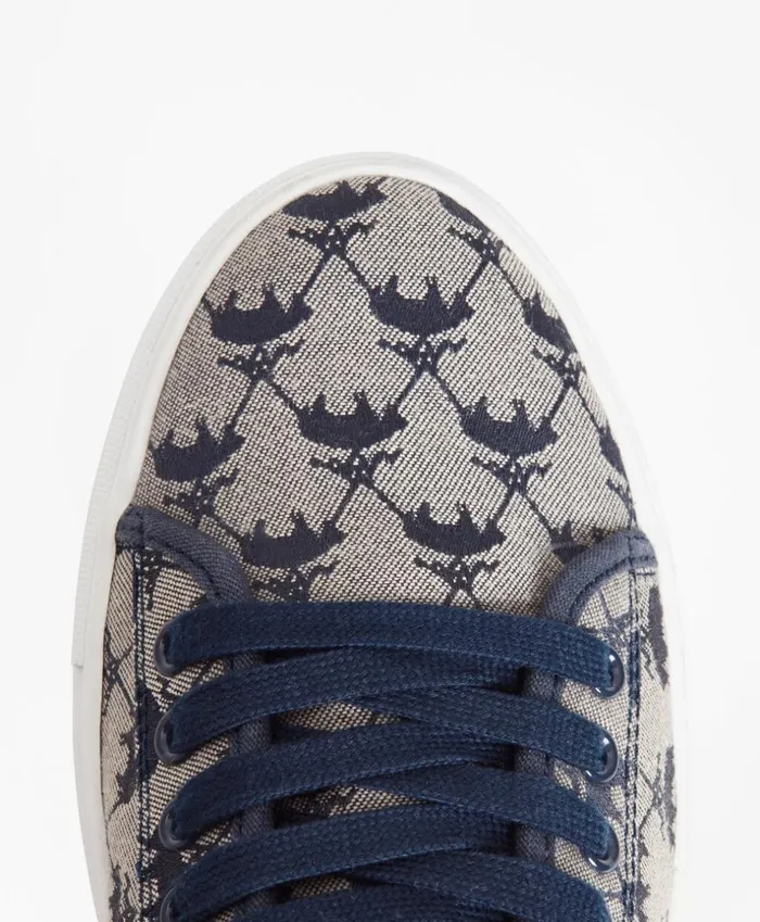 Brooks Brothers Shoes and Belts LeatherTrimmed Logo Jacquard Sneakers Navykhaki 8211 Women Brooks Brothers Shoes and Belts LeatherTrimmed Logo Jacquard Sneakers Navykhaki 8211 Women
