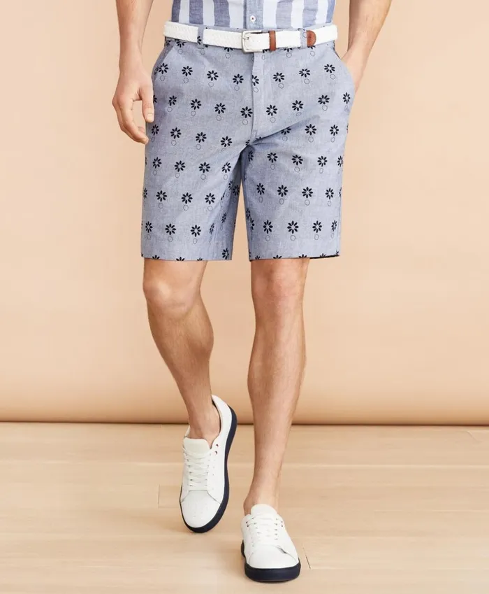 Brooks Brothers Shorts and Swimwear Chambray Flower Print Shorts Chambray 8211 Men Brooks Brothers Shorts and Swimwear Chambray Flower Print Shorts Chambray 8211 Men