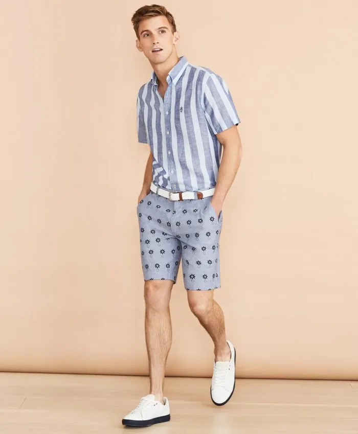 Brooks Brothers Shorts and Swimwear Chambray Flower Print Shorts Chambray 8211 Men Brooks Brothers Shorts and Swimwear Chambray Flower Print Shorts Chambray 8211 Men