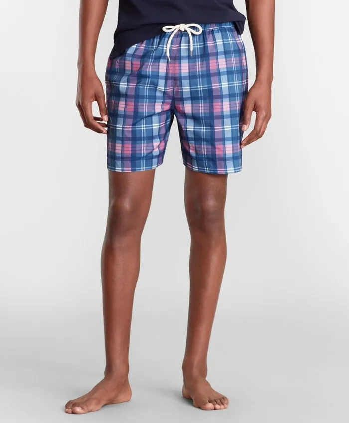 Brooks Brothers Shorts and Swimwear Montauk 6034 Indigo Plaid Print Swim Trunks Indigo 8211 Men Brooks Brothers Shorts and Swimwear Montauk 6034 Indigo Plaid Print Swim Trunks Indigo 8211 Men
