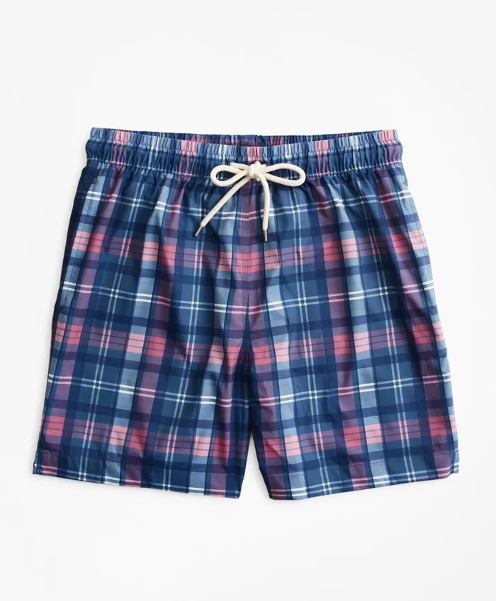 Brooks Brothers Shorts and Swimwear Montauk 6034 Indigo Plaid Print Swim Trunks Indigo 8211 Men Brooks Brothers Shorts and Swimwear Montauk 6034 Indigo Plaid Print Swim Trunks Indigo 8211 Men