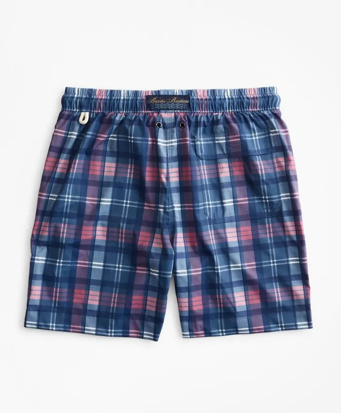 Brooks Brothers Shorts and Swimwear Montauk 6034 Indigo Plaid Print Swim Trunks Indigo 8211 Men Brooks Brothers Shorts and Swimwear Montauk 6034 Indigo Plaid Print Swim Trunks Indigo 8211 Men