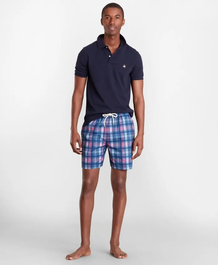 Brooks Brothers Shorts and Swimwear Montauk 6034 Indigo Plaid Print Swim Trunks Indigo 8211 Men Brooks Brothers Shorts and Swimwear Montauk 6034 Indigo Plaid Print Swim Trunks Indigo 8211 Men