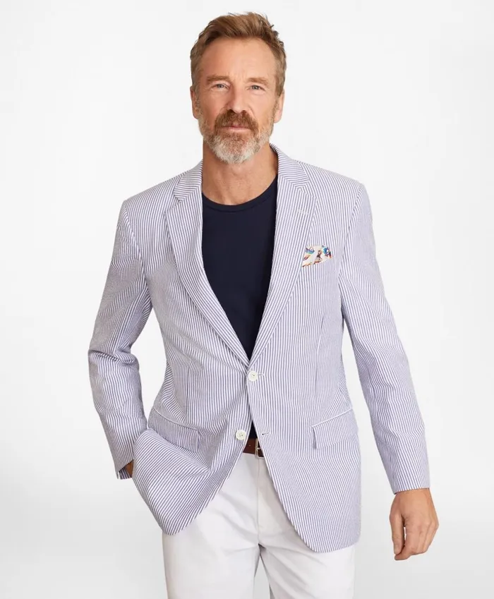 Brooks Brothers Sport Coats and Vests Madison Fit Stripe Seersucker Sport Coat Bluewhite 8211 Men Brooks Brothers Sport Coats and Vests Madison Fit Stripe Seersucker Sport Coat Bluewhite 8211 Men