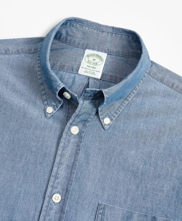 Brooks Brothers Sport Shirts Milano SlimFit Sport Shirt Indigo Chambray Blue 8211 Men