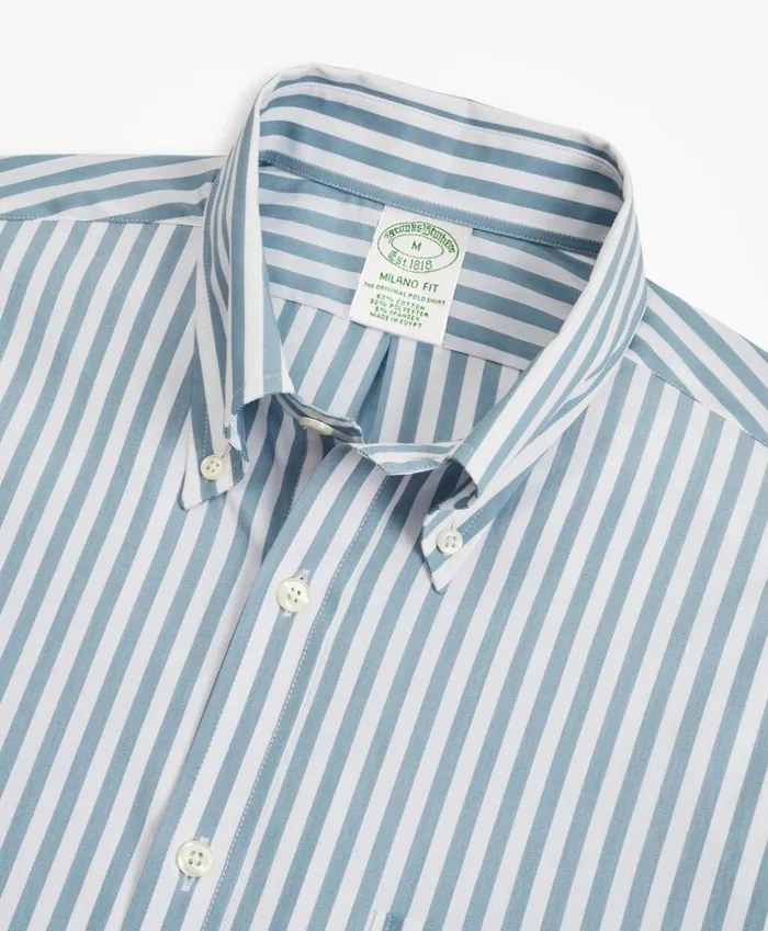 Brooks Brothers Sport Shirts Milano SlimFit Sport Shirt Performance Series With COOLMAX Stripe Blue 8211 Men Brooks Brothers Sport Shirts Milano SlimFit Sport Shirt Performance Series With COOLMAX Stripe Blue 8211 Men