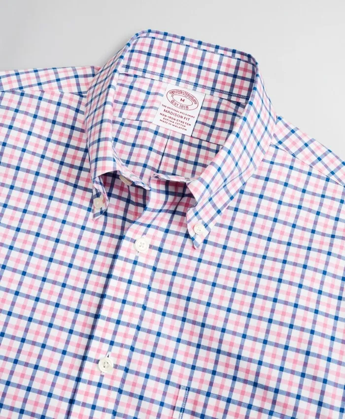 Brooks Brothers Sport Shirts Stretch Madison ClassicFit Sport Shirt NonIron Windowpane Pink 8211 Men