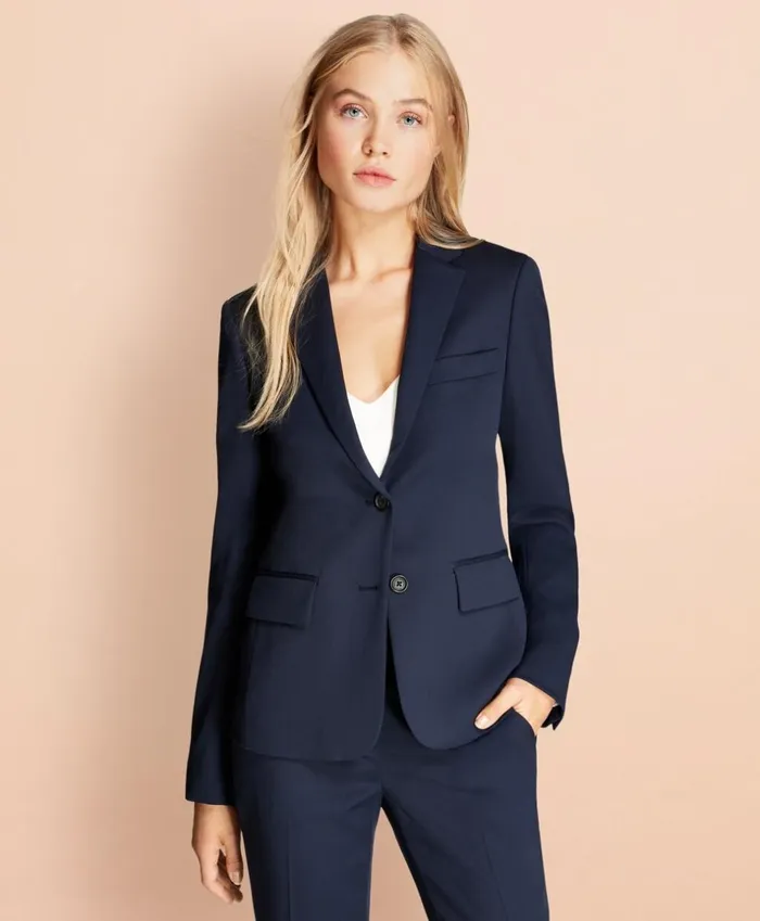 Brooks Brothers Suit Separates Stretch Wool TwoButton Jacket Navy 8211 Women