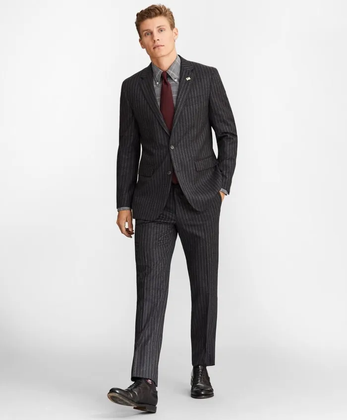 Brooks Brothers Suits Milano Fit Pinstripe 1818 Suit Charcoal 8211 Men