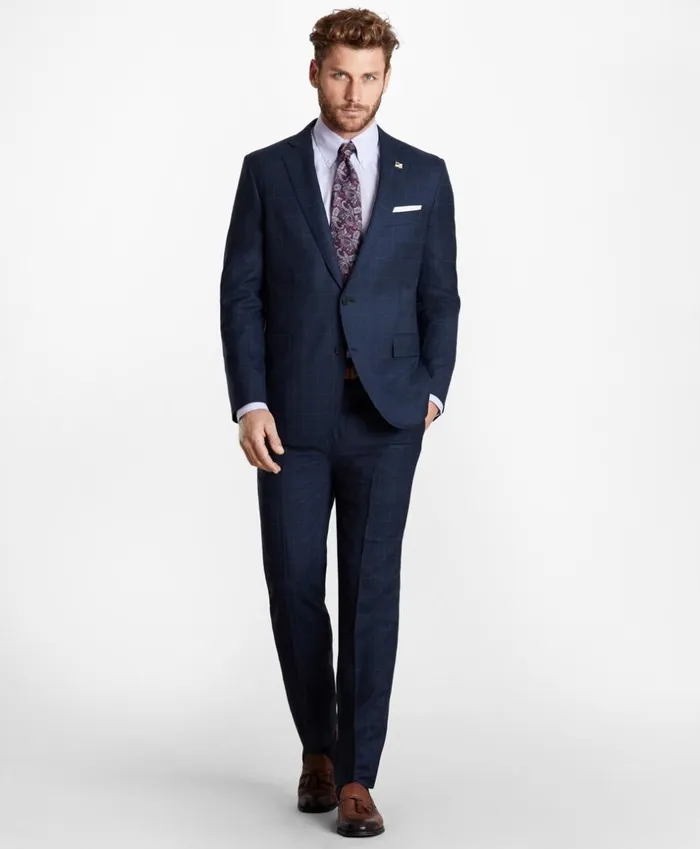 Brooks Brothers Suits Regent Fit Check 1818 Suit Charcoal 8211 Men