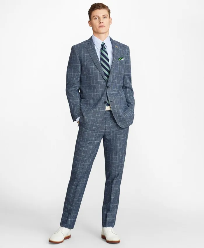 Brooks Brothers Suits Regent Fit Combo Check 1818 Suit Blue 8211 Men