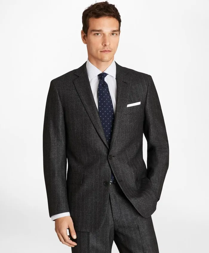 Brooks Brothers Suits Regent Fit Herringbone 1818 Suit Blackwhite 8211 Men