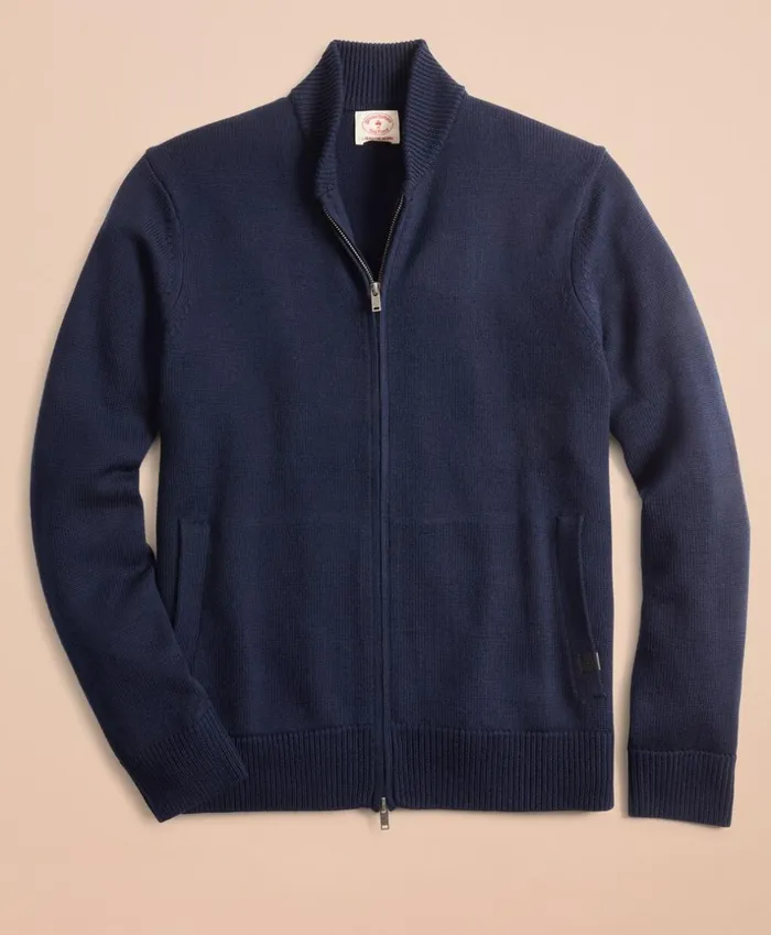 Brooks Brothers Sweaters Merino Wool ZipUp Sweater Navy 8211 Men