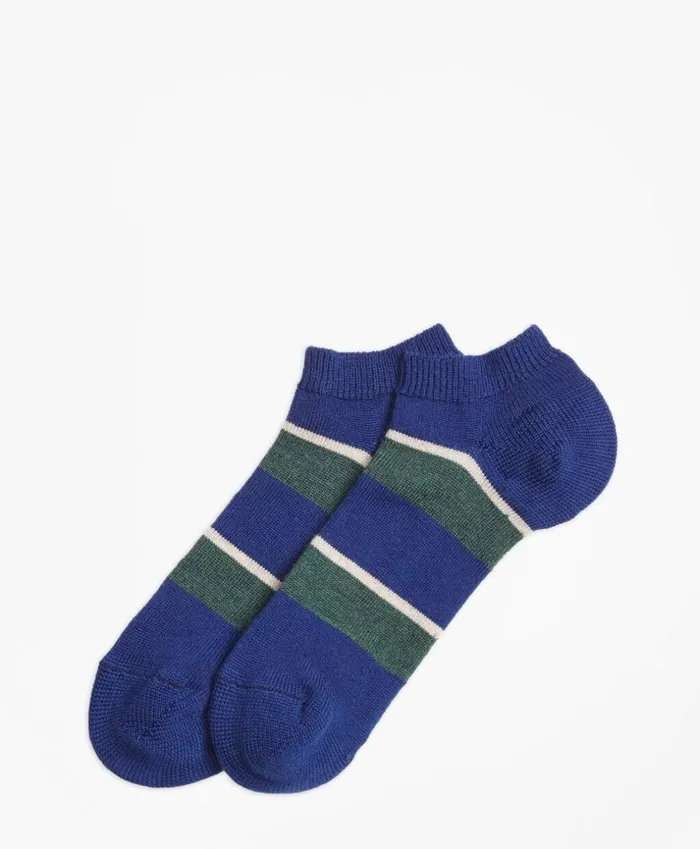 Brooks Brothers Underwear and Socks Wide Stripe Ankle Socks Navy 8211 Men