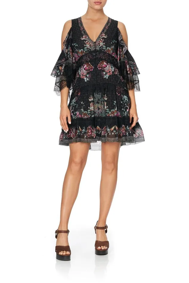 Camilla Party Dresses Women Button Up Dress With Lace Insert Restless Nights