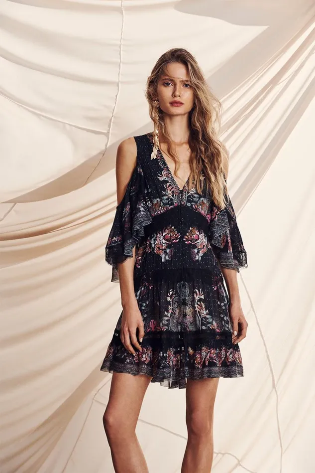 Camilla Party Dresses Women Button Up Dress With Lace Insert Restless Nights