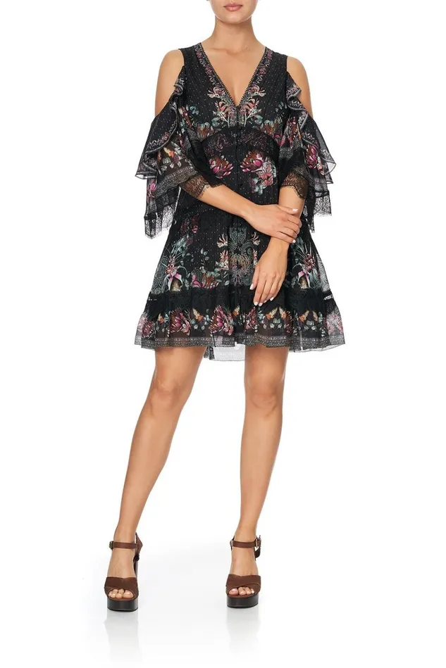 Camilla Party Dresses Women Button Up Dress With Lace Insert Restless Nights