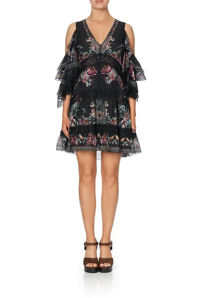 Camilla Party Dresses Women Button Up Dress With Lace Insert Restless Nights