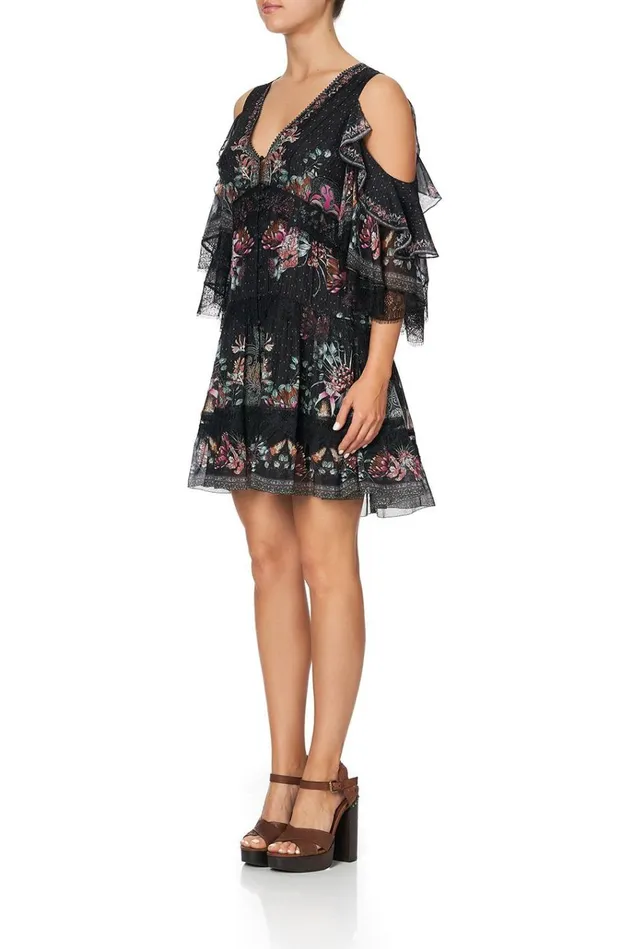 Camilla Party Dresses Women Button Up Dress With Lace Insert Restless Nights