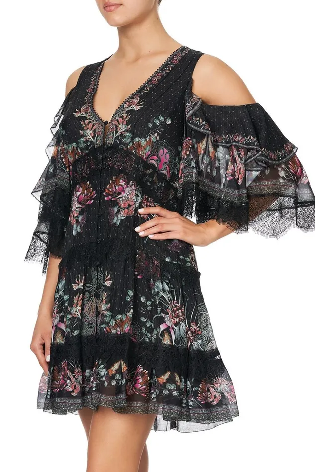 Camilla Party Dresses Women Button Up Dress With Lace Insert Restless Nights
