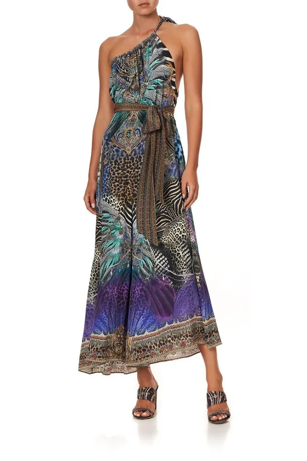 Camilla Playsuits and Jumpsuits Women Drawstring Neck Jumpsuit Animal Army