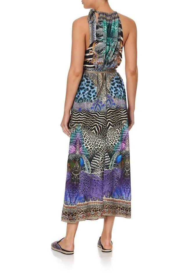 Camilla Playsuits and Jumpsuits Women Drawstring Neck Jumpsuit Animal Army